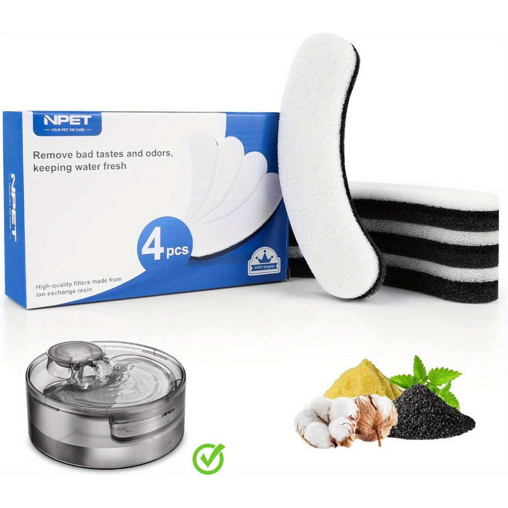 Dog Cat Water Fountain Replacement Filters 4 8 16 20 24 Pack Activated Carbon Multi-Filtration Compatible with NPET DF10 DF30 Automatic Pet Water Dispenser BPA Free Food Grade