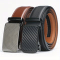 Men's Genuine Leather Ratchet Belt with Automatic Alloy Buckle – No-Hole Adjustable 110-130cm 3 Color Options Black Brown Business Casual Dress Belt Father's Day Birthday Christmas Gift