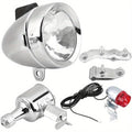 12V 6W Friction Generator Bicycle Dynamo Headlight & Tail Light Kit – No Battery Needed, Fits Mountain Bike, Road Bike, BMX, Folding Bike, Kids Bike & More, Silver