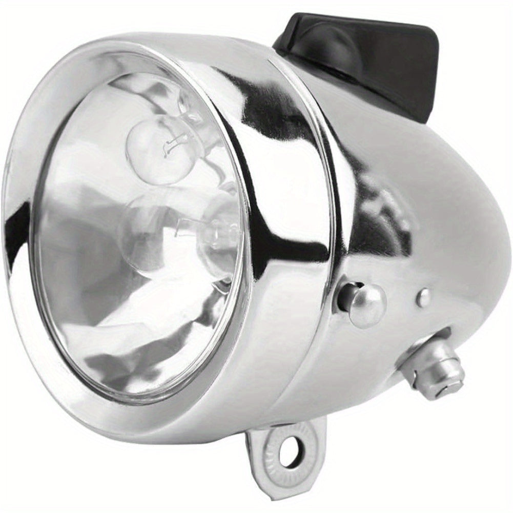 12V 6W Friction Generator Bicycle Dynamo Headlight & Tail Light Kit – No Battery Needed, Fits Mountain Bike, Road Bike, BMX, Folding Bike, Kids Bike & More, Silver