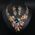 Bohemian Flower Necklace & Earrings Set for Women – 3-Piece Colorful Glass Mosaic Fashion Jewelry, Vibrant Boho Style, Perfect Gift for Parties, Weddings & Special Occasions