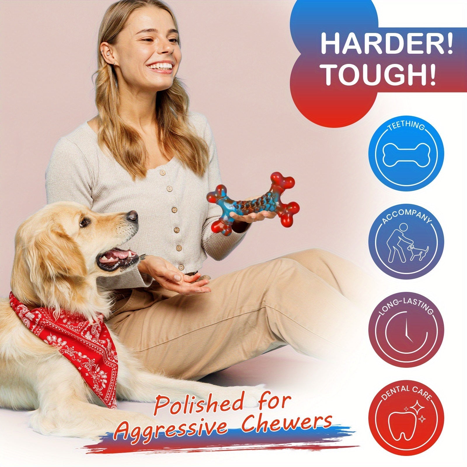 Indestructible Dog Chew Toys for Aggressive Chewers Large Breed Tough Nylon Dog Teething Toy Durable Sturdy Boredom Relief Interactive Chew Toy Keeps Dogs Busy Red 1pc 2pcs 4pcs