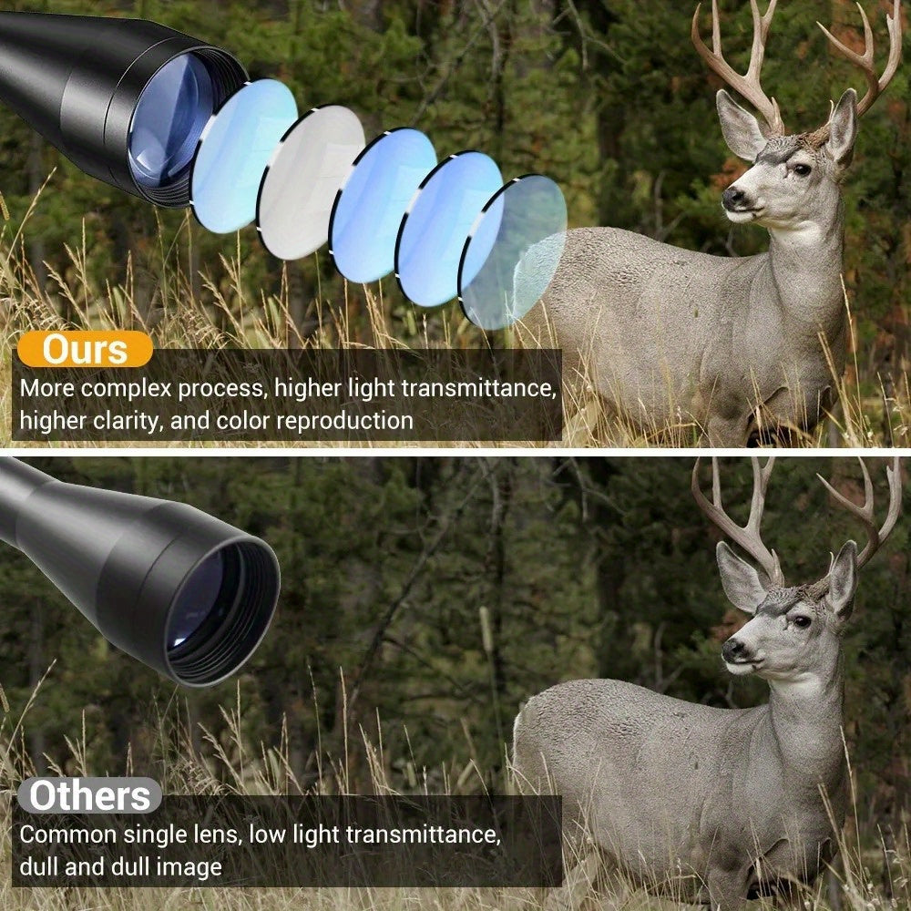 3-9x40 Rifle Scope with Red & Green Illuminated Reticle – Reinforced Aluminum Alloy Tactical Riflescope with 4-Hole Mounting System for Hunting, Target Shooting & Outdoor Use | 3-9x40EG