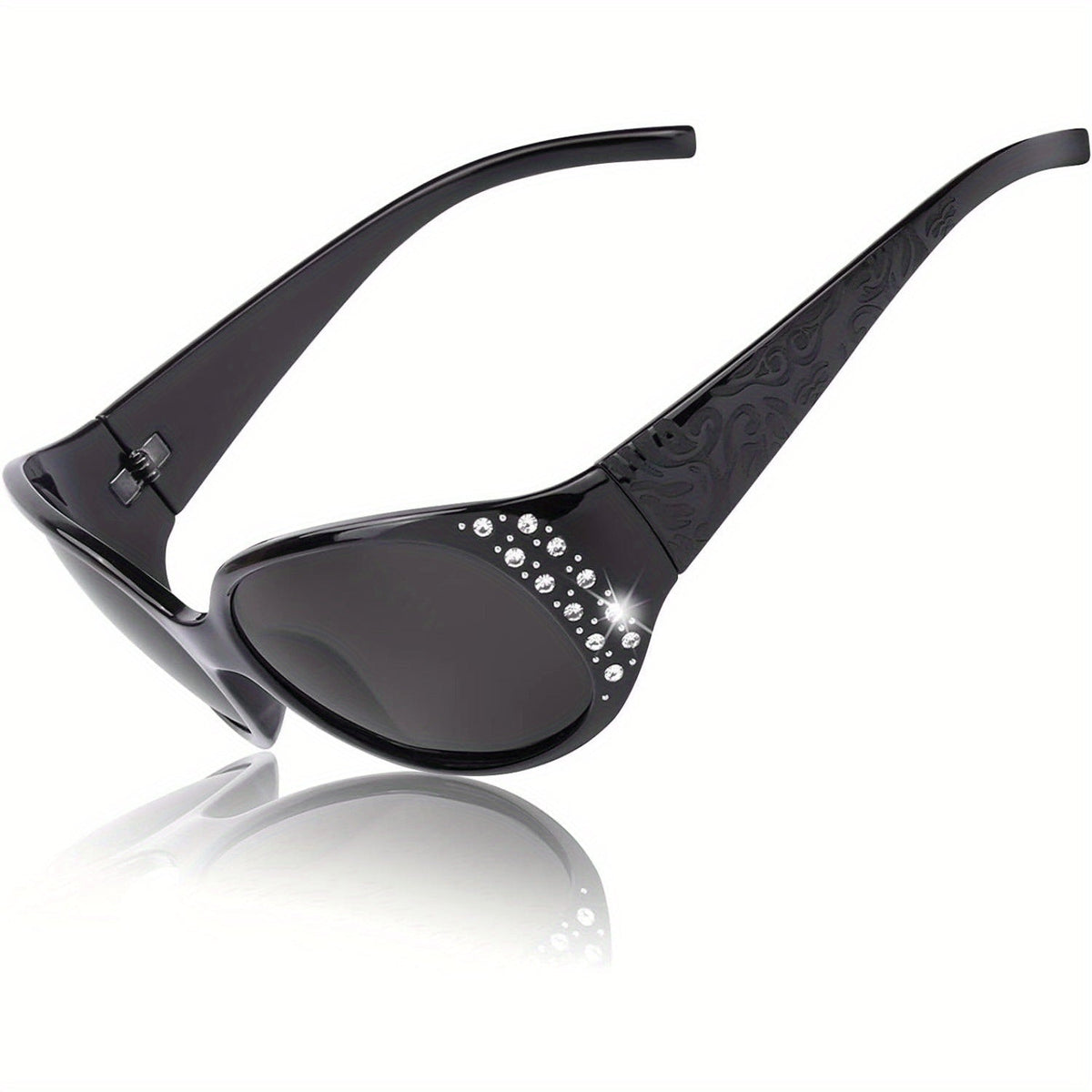 Women's Polarized Wraparound Sunglasses with Rhinestone Detail – UV400 Gradient Lens Oversized Shield Shades for Driving Beach Festival, 4 Colors