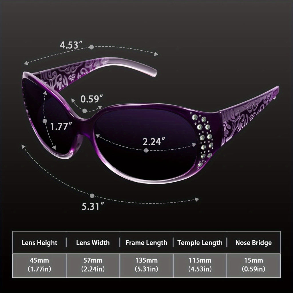 Women's Polarized Wraparound Sunglasses with Rhinestone Detail – UV400 Gradient Lens Oversized Shield Shades for Driving Beach Festival, 4 Colors