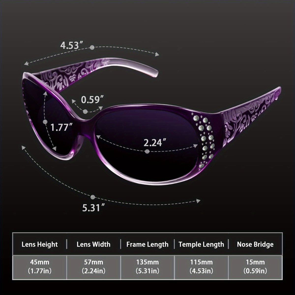 Women's Polarized Wraparound Sunglasses with Rhinestone Detail – UV400 Gradient Lens Oversized Shield Shades for Driving Beach Festival, 4 Colors