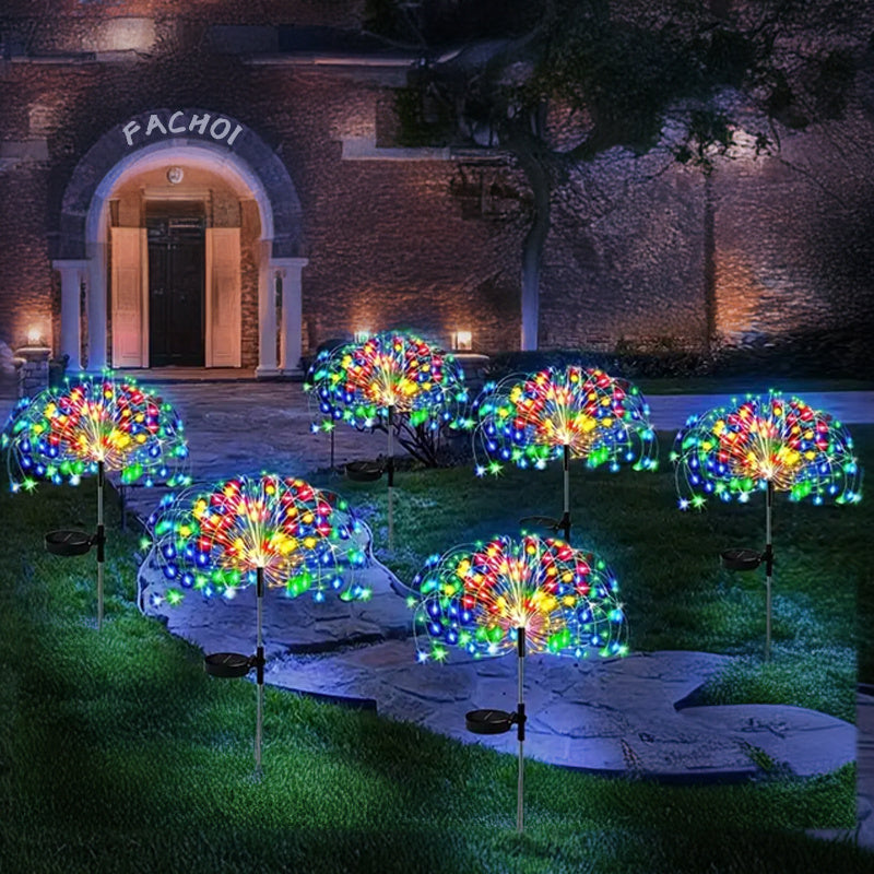 Solar Firework Garden Lights Outdoor – 8 Modes LED Smart Sensor Auto Dusk to Dawn Waterproof Landscape Lighting for Garden Patio Walkway Yard Lawn Party Wedding 60 200 360 LED Multi-Pack