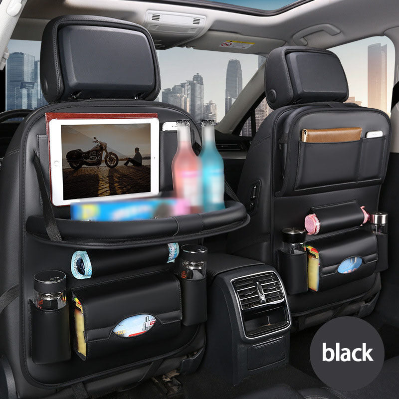 Car Rear Seat Organizer 2PCS – Premium Integrated Storage Box with Foldable Table, Footrest, Cup Holder, Tissue Box, Umbrella Holder & Laptop Base, Ultimate Car Travel Companion for Backseat Passengers