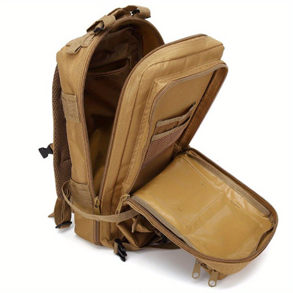 Tactical Camouflage Hiking Backpack 21-25L for Men – Multi-Functional Outdoor Mountaineering Pack for Camping, Climbing & Hiking, Zipper Closure, Durable Gear Bag in Black, Army Green & Khaki