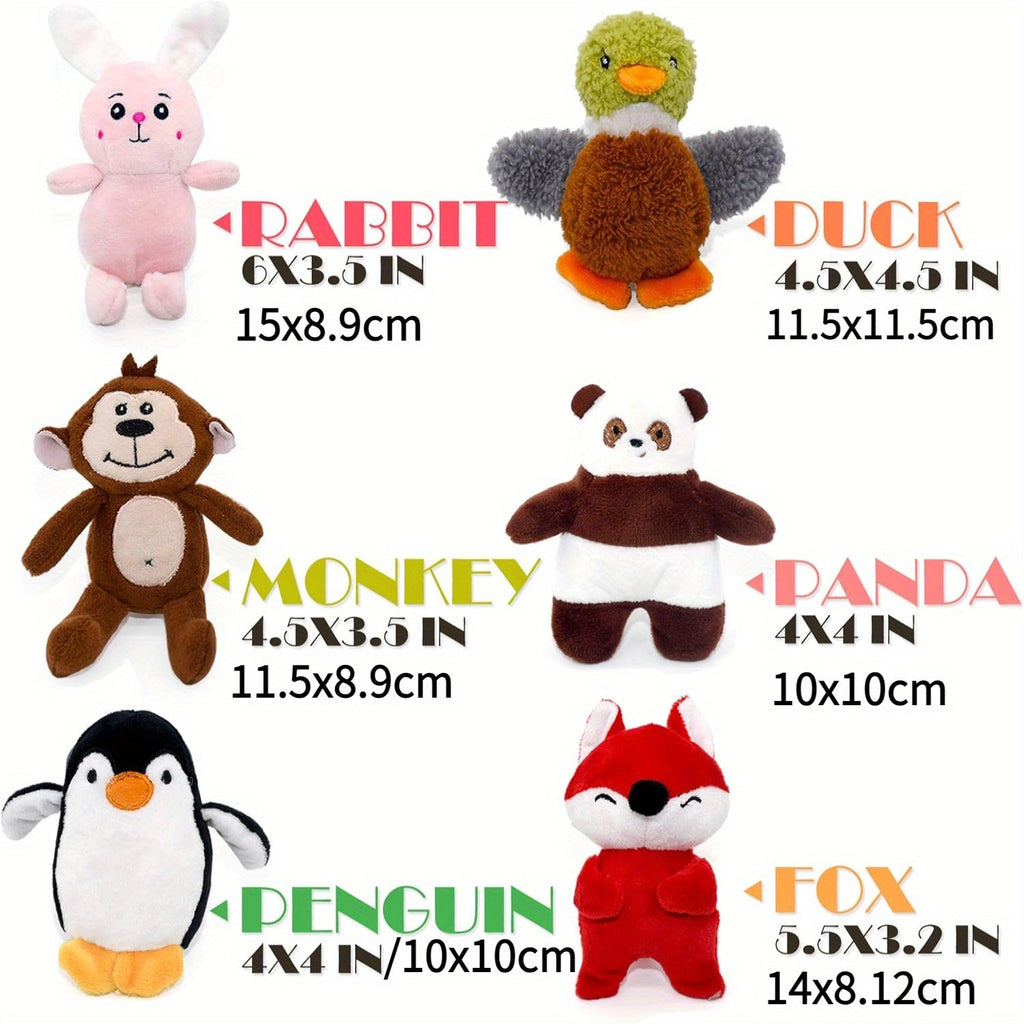 12 Pack Squeaky Stuffed Animal Dog Toys Plush Puppy Toys for Small Medium Dogs Soft Chew Teething Squeaker Toys with Gift Box Fox Tiger Rabbit Panda Elephant and More