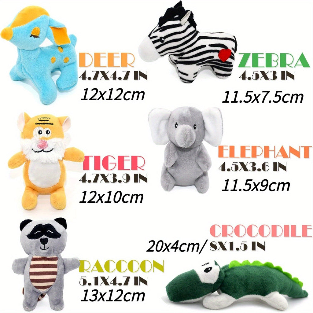 12 Pack Squeaky Stuffed Animal Dog Toys Plush Puppy Toys for Small Medium Dogs Soft Chew Teething Squeaker Toys with Gift Box Fox Tiger Rabbit Panda Elephant and More