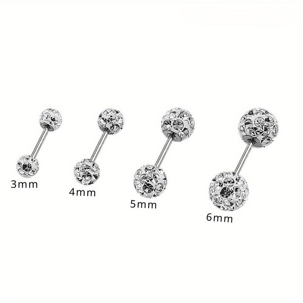 4Pcs 925 Sterling Silver Earrings Set – Boho Sphere Stud Earrings with Cubic Zirconia Inlay, Dainty Luxury Fashion Jewelry Gift for Women, Hypoallergenic Silver Earring Set
