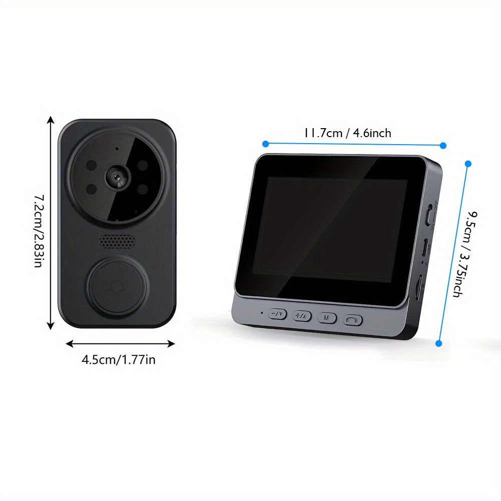 Wireless Video Doorbell Camera No Wi-Fi Needed with 4.3" Indoor Monitor – 1080P FHD 120° Wide Angle Night Vision Two-Way Audio 1200mAh Battery SD Card Storage Easy Install Home Security