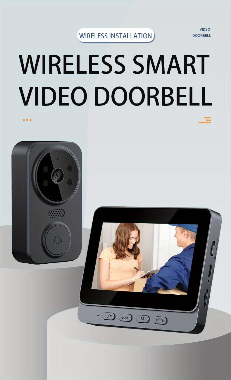 Wireless Video Doorbell Camera No Wi-Fi Needed with 4.3" Indoor Monitor – 1080P FHD 120° Wide Angle Night Vision Two-Way Audio 1200mAh Battery SD Card Storage Easy Install Home Security