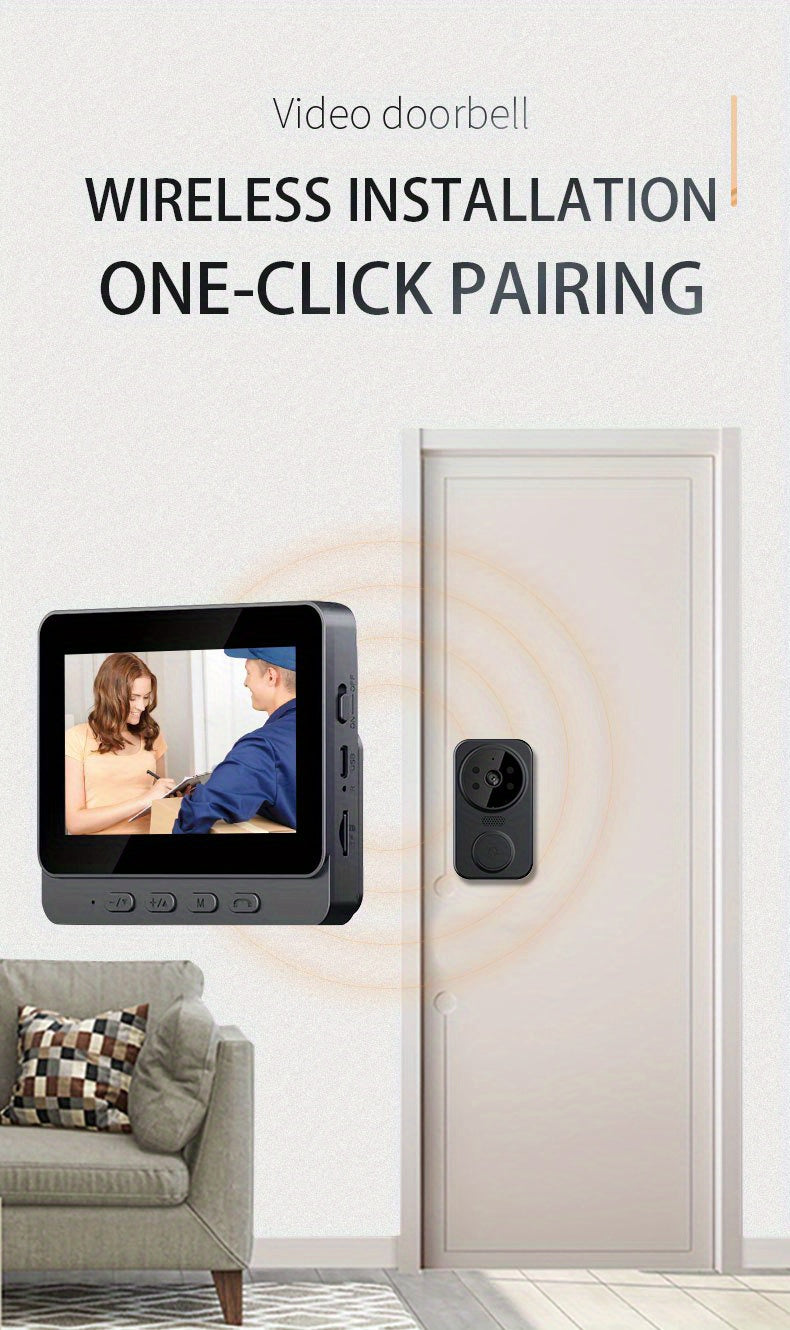 Wireless Video Doorbell Camera No Wi-Fi Needed with 4.3" Indoor Monitor – 1080P FHD 120° Wide Angle Night Vision Two-Way Audio 1200mAh Battery SD Card Storage Easy Install Home Security