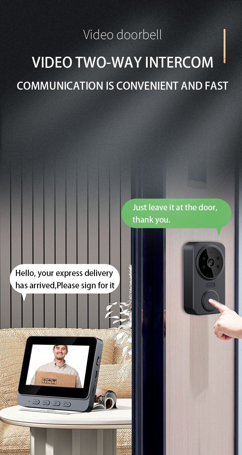 Wireless Video Doorbell Camera No Wi-Fi Needed with 4.3" Indoor Monitor – 1080P FHD 120° Wide Angle Night Vision Two-Way Audio 1200mAh Battery SD Card Storage Easy Install Home Security