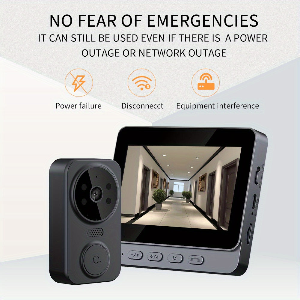 Wireless Video Doorbell Camera No Wi-Fi Needed with 4.3" Indoor Monitor – 1080P FHD 120° Wide Angle Night Vision Two-Way Audio 1200mAh Battery SD Card Storage Easy Install Home Security