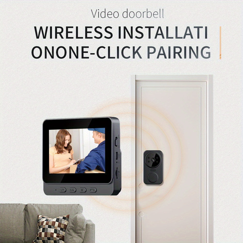 Wireless Video Doorbell Camera No Wi-Fi Needed with 4.3" Indoor Monitor – 1080P FHD 120° Wide Angle Night Vision Two-Way Audio 1200mAh Battery SD Card Storage Easy Install Home Security