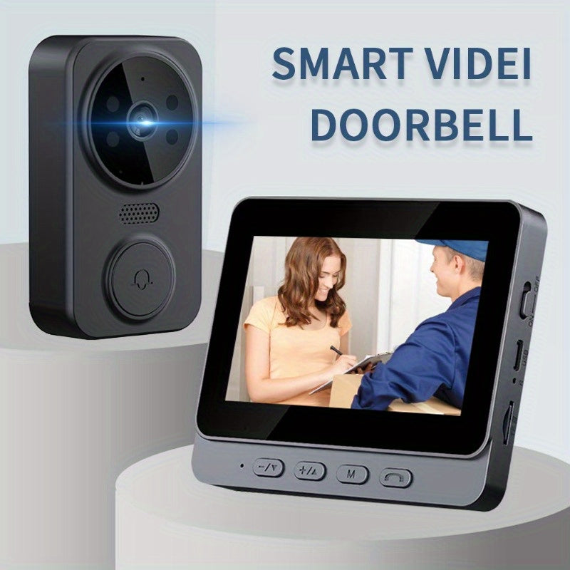 Wireless Video Doorbell Camera No Wi-Fi Needed with 4.3" Indoor Monitor – 1080P FHD 120° Wide Angle Night Vision Two-Way Audio 1200mAh Battery SD Card Storage Easy Install Home Security