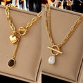 316L Stainless Steel Thick Chain Necklace Set of 2 with Oval Pendant – Hypoallergenic Tarnish-Resistant Unisex Jewelry, Daily Wear & Party, Trendy Gift for Friends & Family