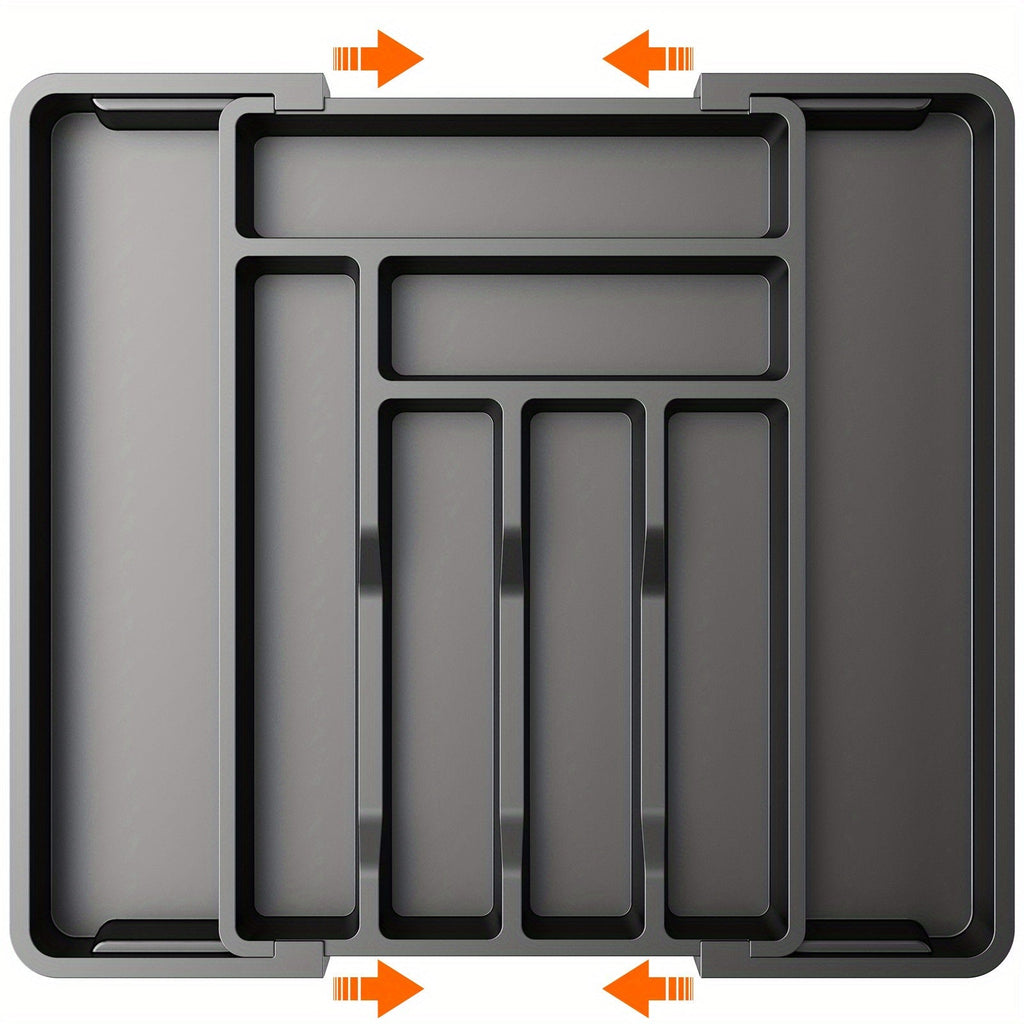 Expandable Cutlery Tray Drawer Organizer – Adjustable Kitchen Silverware Organizer for Knives, Forks & Spoons with Labels – Fits Kitchen, Bedroom & Living Room Drawers – Bamboo & Plastic