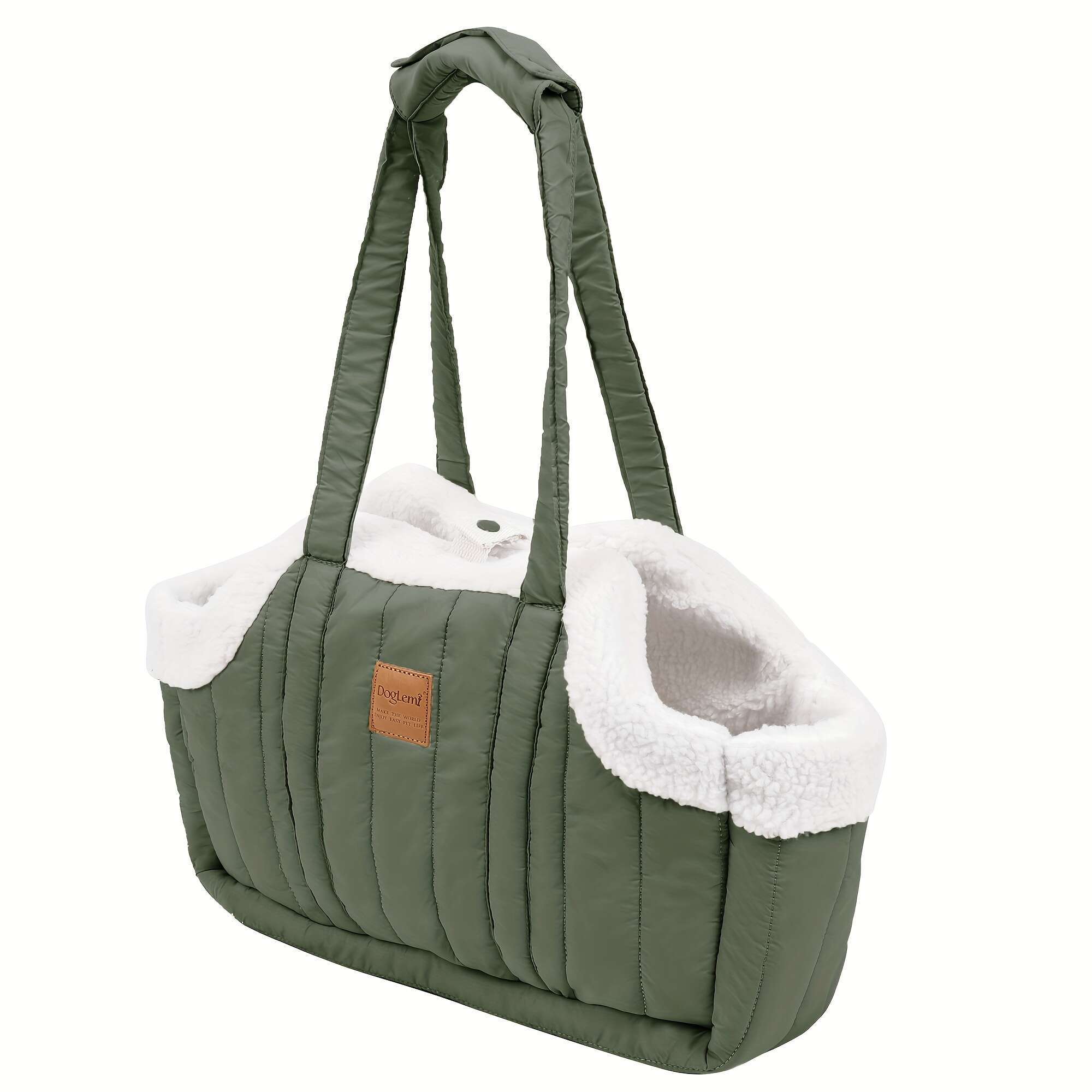 Winter Pet Carrier Handbag with Snap Closure – Cozy Warm Tote Bag for Small Dogs & Cats, Perfect for Outdoor Activities, Available in Brown, Black, Beige, Pink, Green & Blue