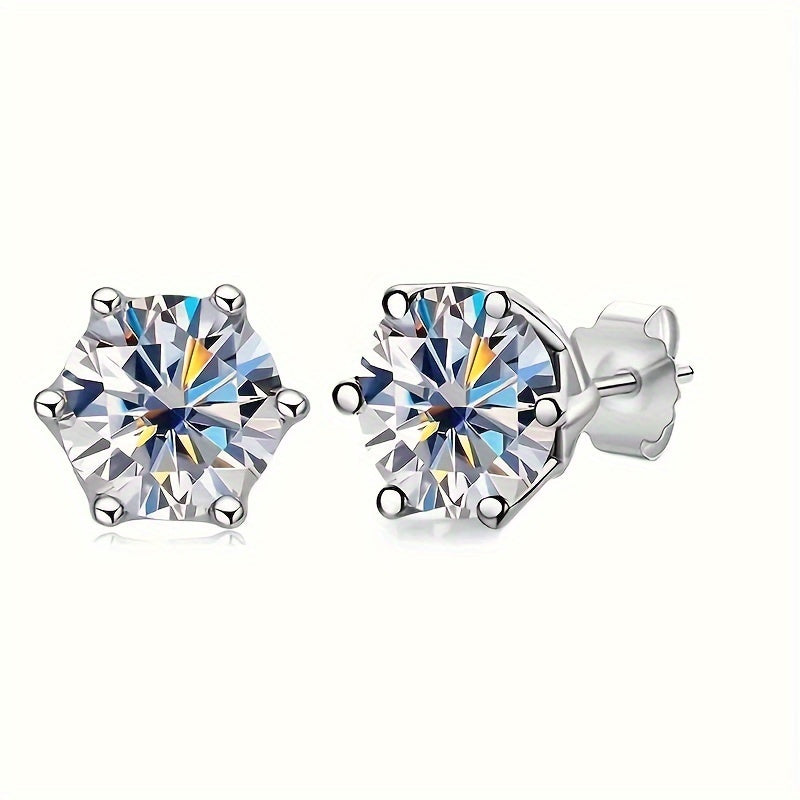 Mozambique Garnet Stud Earrings 925 Sterling Silver 1 Carat – Hip Hop Rock Style Unisex Couple Earrings for Men Women, Lightweight 1.39g Natural Gemstone Jewelry Perfect Wedding Birthday Anniversary Gift