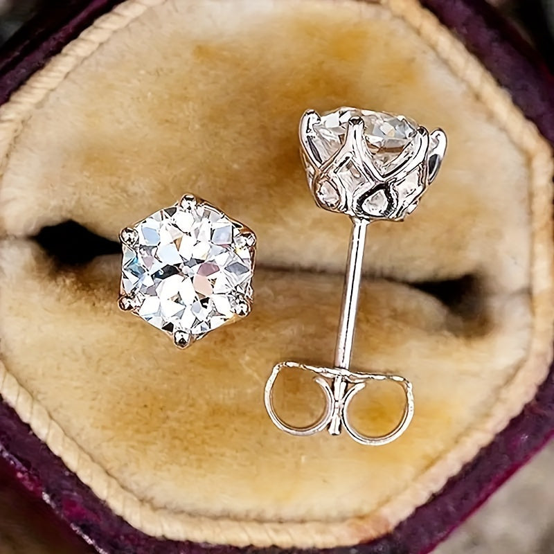 Mozambique Garnet Stud Earrings 925 Sterling Silver 1 Carat – Hip Hop Rock Style Unisex Couple Earrings for Men Women, Lightweight 1.39g Natural Gemstone Jewelry Perfect Wedding Birthday Anniversary Gift