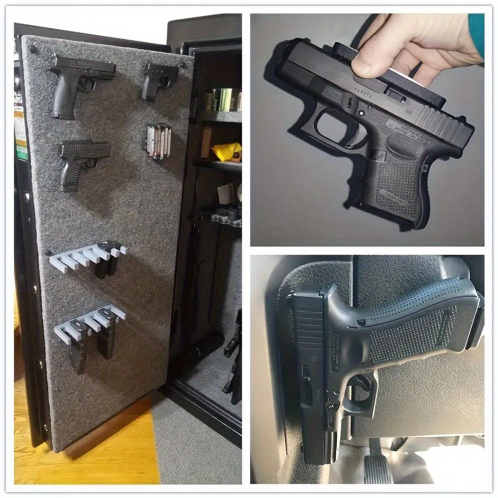 Magnetic Pistol Holster Mount – 30 lbs Rubber Coated Gun Holder for Car Truck Home Wall Table, Quick Draw Ready, Won't Scratch Firearm, Strong Double-Sided Tape Included
