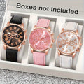 Women's Roman Numeral Quartz Watch Set of 3 - Trendy Round Face Analog Wristwatch with Band in Black White Pink, Elegant Ladies Watch Gift Set for Birthday, Valentine's & Holiday