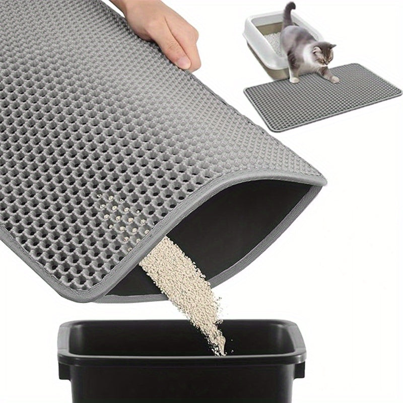 Cat Litter Trapping Mat Extra Large Double Layer Honeycomb Non-Slip Washable EVA Litter Box Mat Soft on Paws 3 Sizes 3 Colors