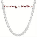 925 Sterling Silver Bamboo Chain Necklace 24 Inch – Nickel-Free, Anti-Allergic, Lightweight 6g, Unisex Fashion Jewelry – Perfect Gift for Men & Women