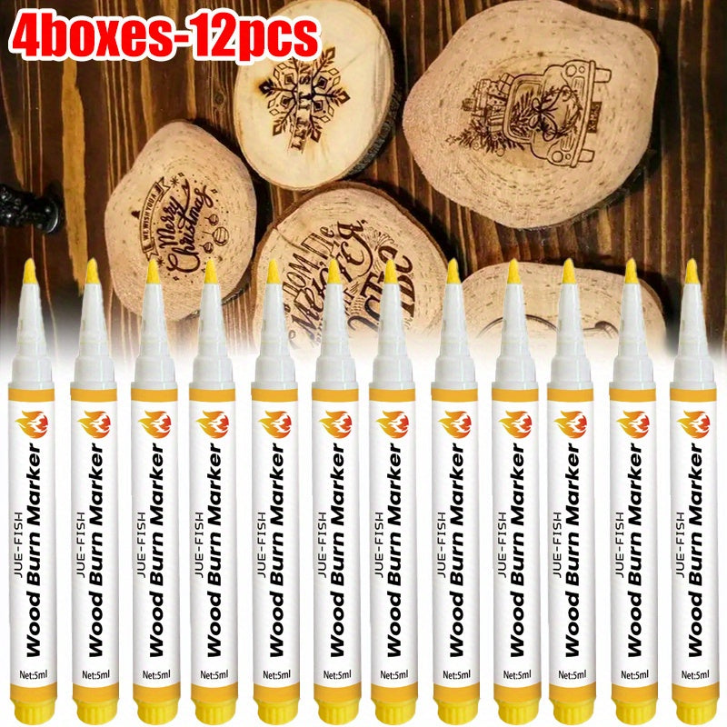 Wood Burning Kit 12 Pcs Pyrography Set with Wooden Coasters Burning Pen DIY Woodworking Craft Tool 4 Boxes