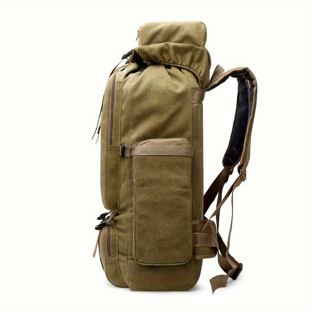 90L Hiking Backpack Large Capacity Camping Mountaineering Pack – Wear-Resistant Waterproof Multi-Day Trekking Rucksack for Men & Women, Outdoor Travel Bag, Green Khaki Black