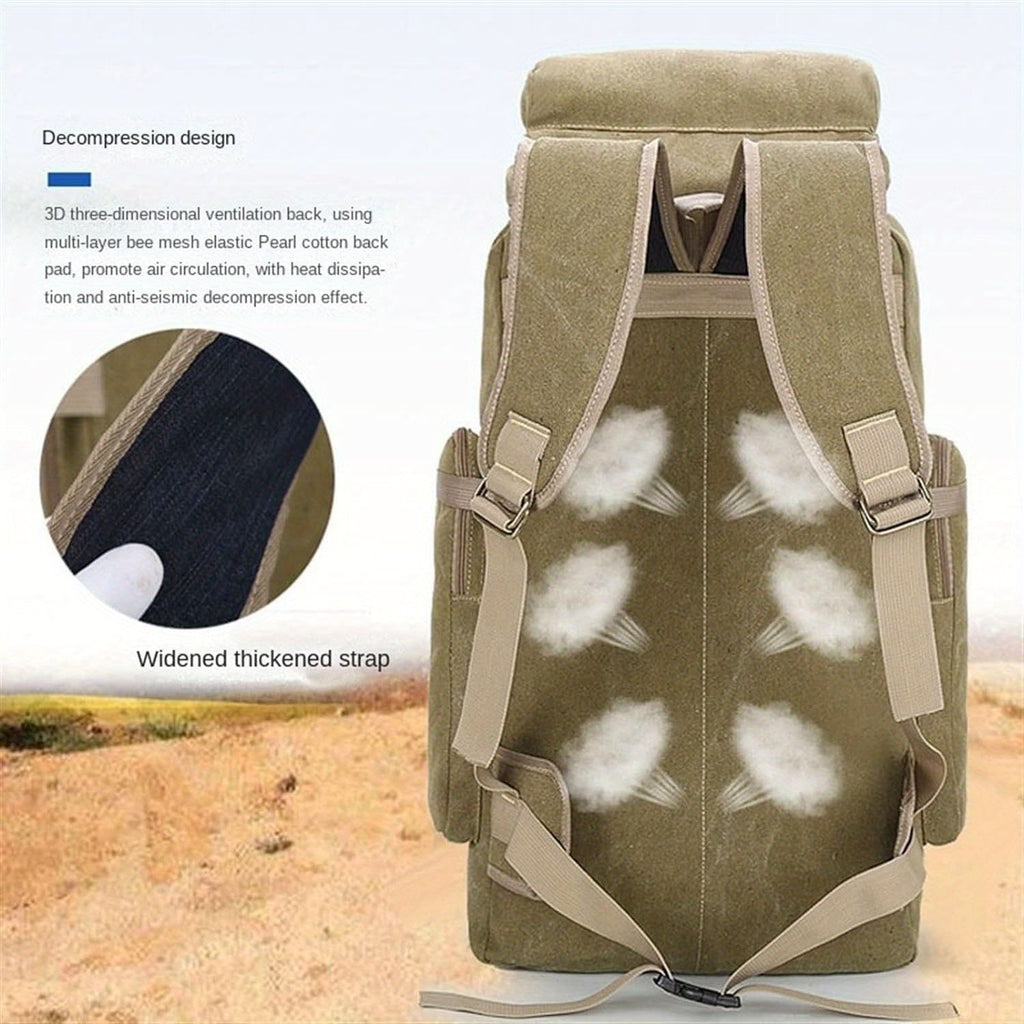90L Hiking Backpack Large Capacity Camping Mountaineering Pack – Wear-Resistant Waterproof Multi-Day Trekking Rucksack for Men & Women, Outdoor Travel Bag, Green Khaki Black