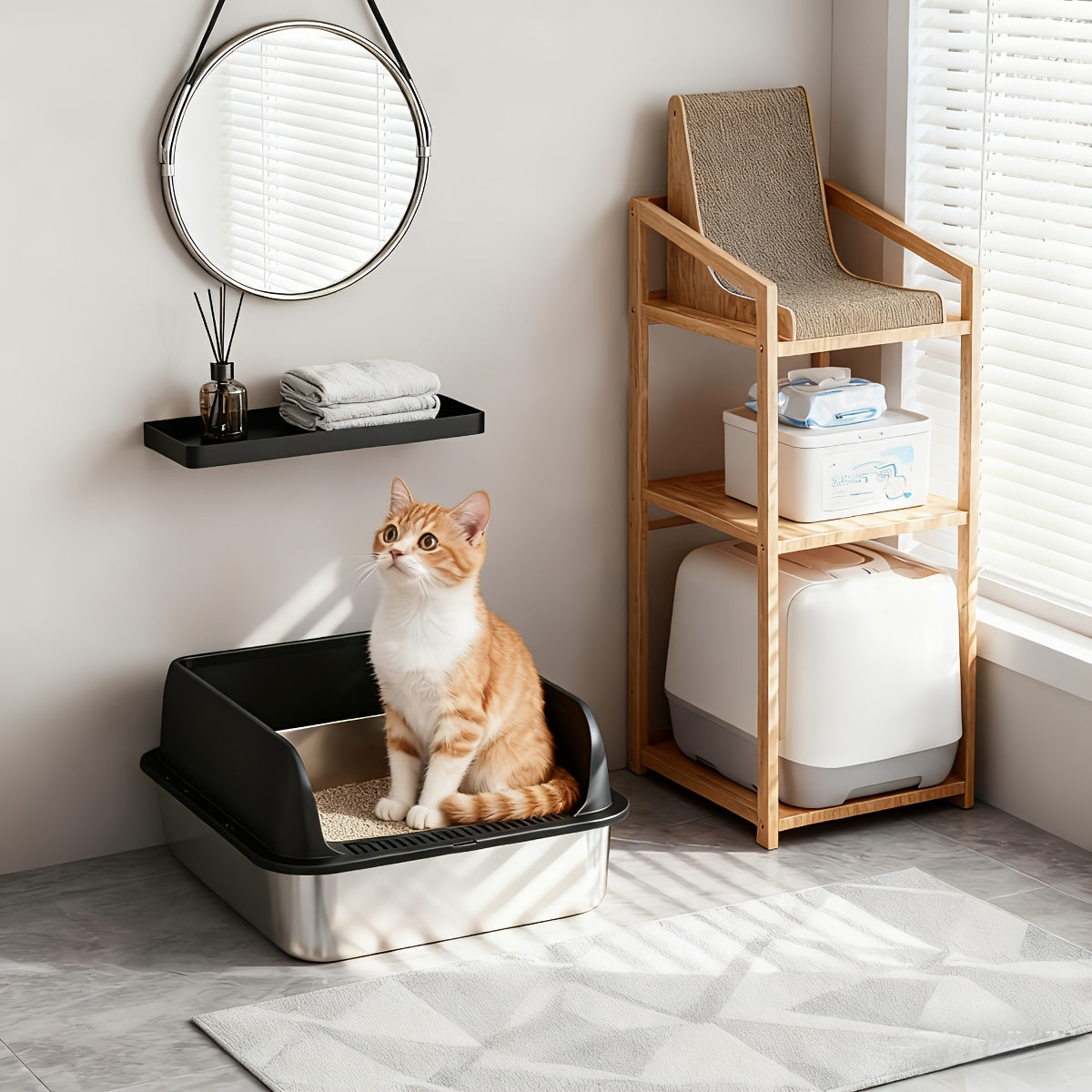 Stainless Steel Cat Litter Box Odor-Proof High-Sided Metal Litter Tray for Large Medium Small Cats – Non-Stick Anti-Scratch Leak-Proof Easy Clean Indoor Cat Toilet Multiple Sizes & Colors