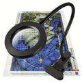 Diamond Painting Magnifier LED Clamp Lamp 10X Hands-Free 5V USB 3 Color Modes 10 Brightness Levels 18'' Flexible Gooseneck for Crafts Sewing Jewelry Making Embroidery Reading Hobby Desk Light