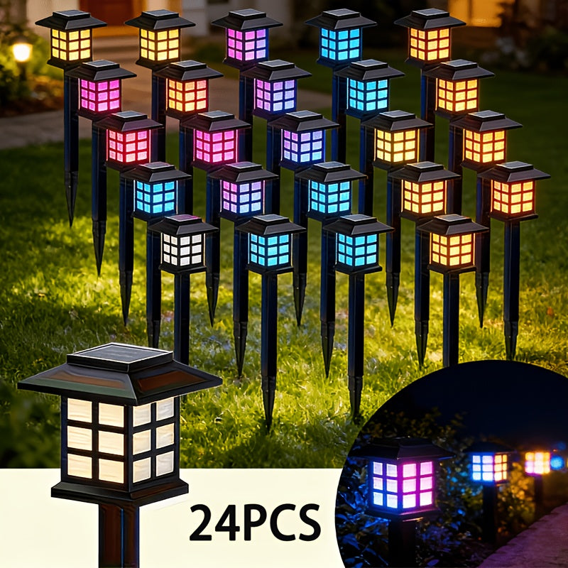 Solar Outdoor Lights LED Garden Path Lights IP44 Waterproof Landscape Lighting for Sidewalk Driveway Lawn Yard Courtyard Warm White Multicolor Pack of 6 12 or 24 Christmas Holiday Decor No Wiring
