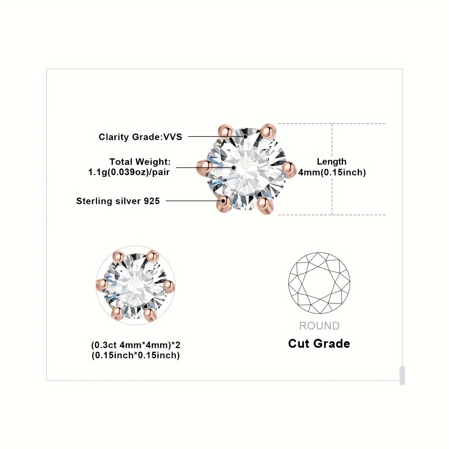 Moissanite Stud Earrings 925 Sterling Silver Round Cut Brilliant Sparkle 0.6ct to 6ct Platinum Plated Wedding Engagement Fine Jewelry for Women Girls Daily Prom Party