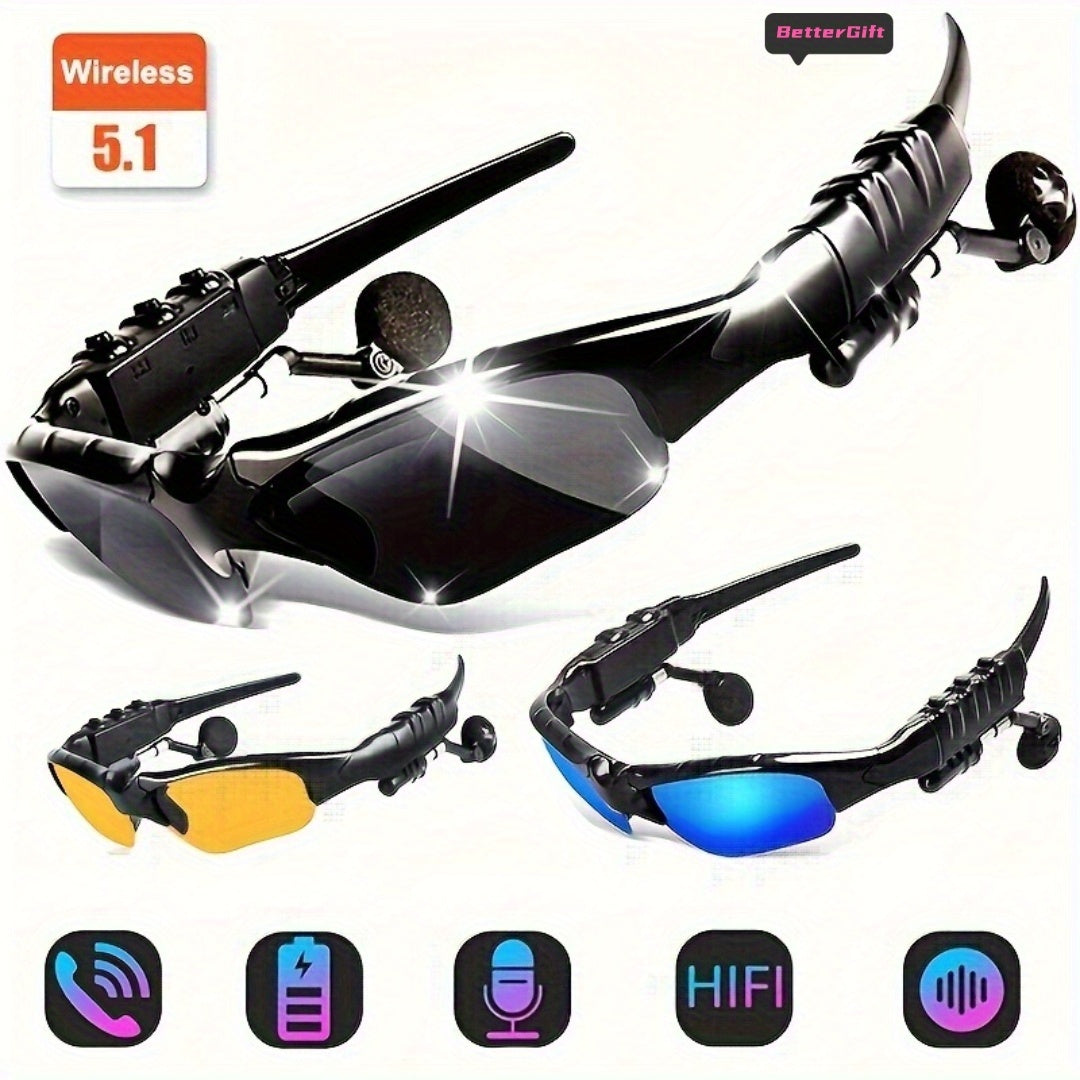 Smart Glasses with Built-In Bluetooth Wireless Earbuds – Stereo Sound, Hands-Free Calls, Glare-Resistant Lenses, Stylish Audio Sunglasses for Music, Driving, Sports & Outdoor Activities, Gift for Couples