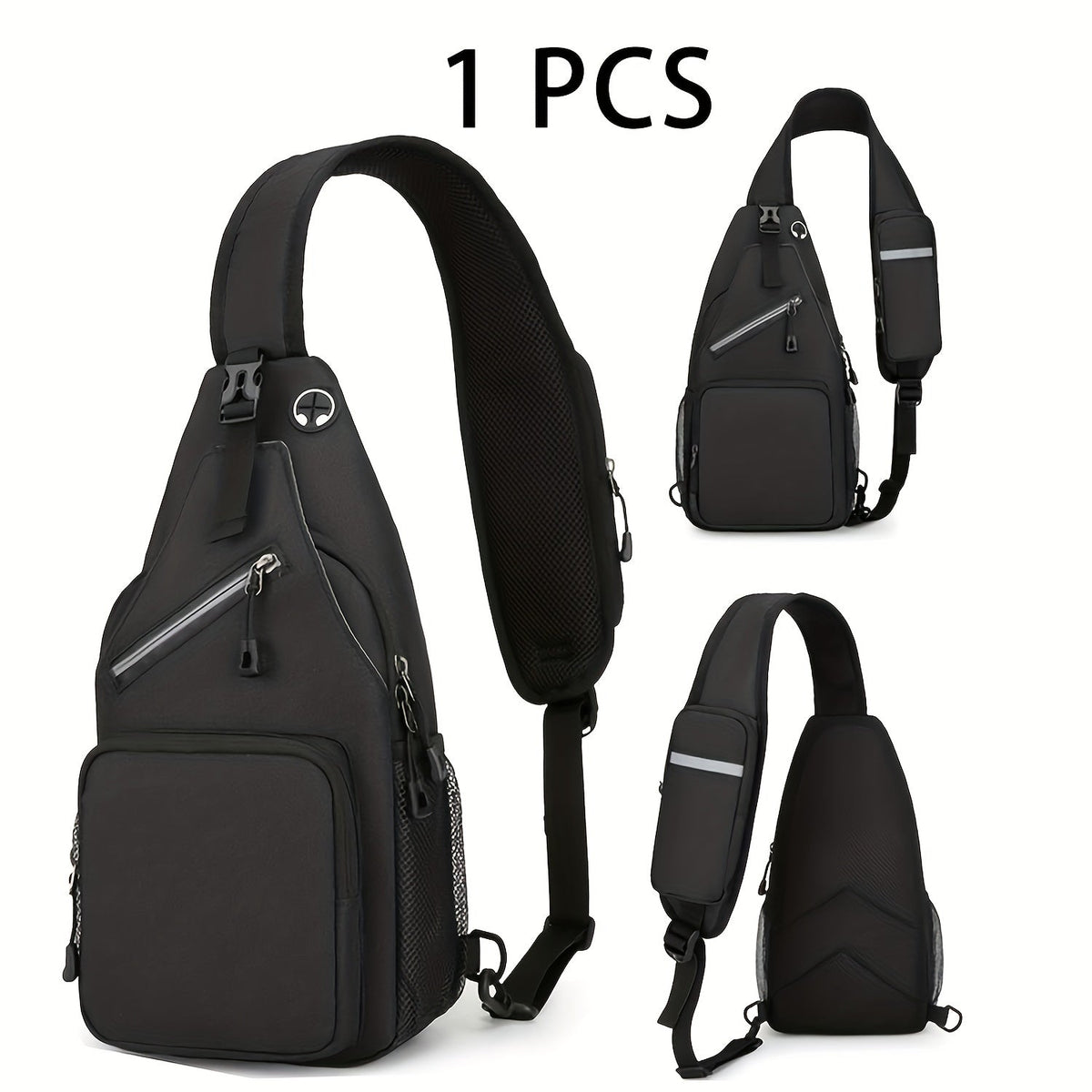 Large Capacity Crossbody Shoulder Bag for Men & Women – Multi-Purpose Embroidered Sports Style Travel Bag with Secure Zipper, Hands-Free Daily Commute & Outdoor Use, Multiple Colors