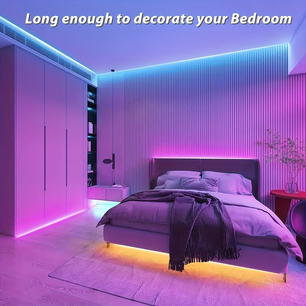 100ft LED Strip Lights Color Changing RGB with 44-Key Remote & Power Supply – 30M Flexible Indoor LED Light Strip for Bedroom Living Room Festival Wedding Carnival Party Decoration Ambiance