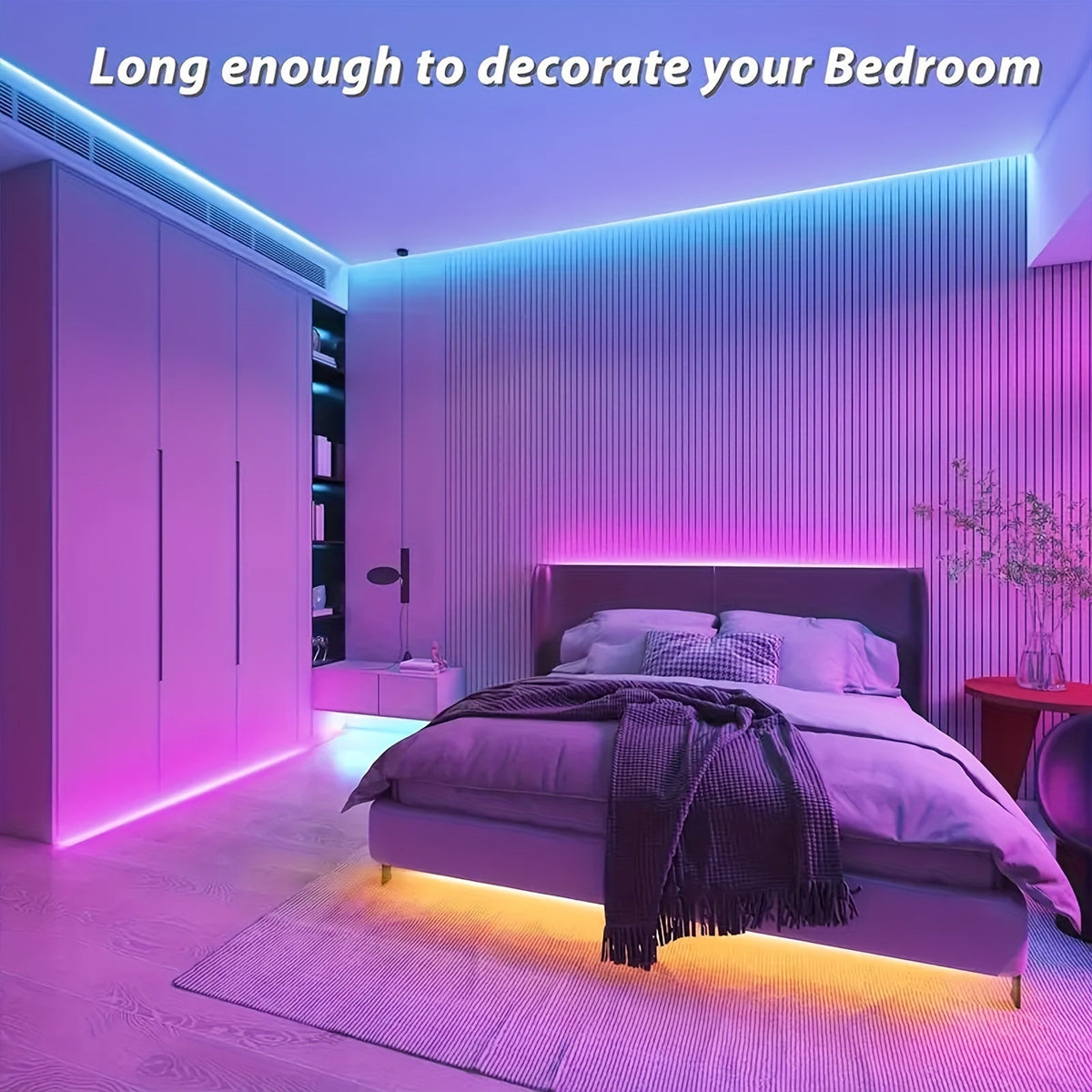100ft LED Strip Lights Color Changing RGB with 44-Key Remote & Power Supply – 30M Flexible Indoor LED Light Strip for Bedroom Living Room Festival Wedding Carnival Party Decoration Ambiance