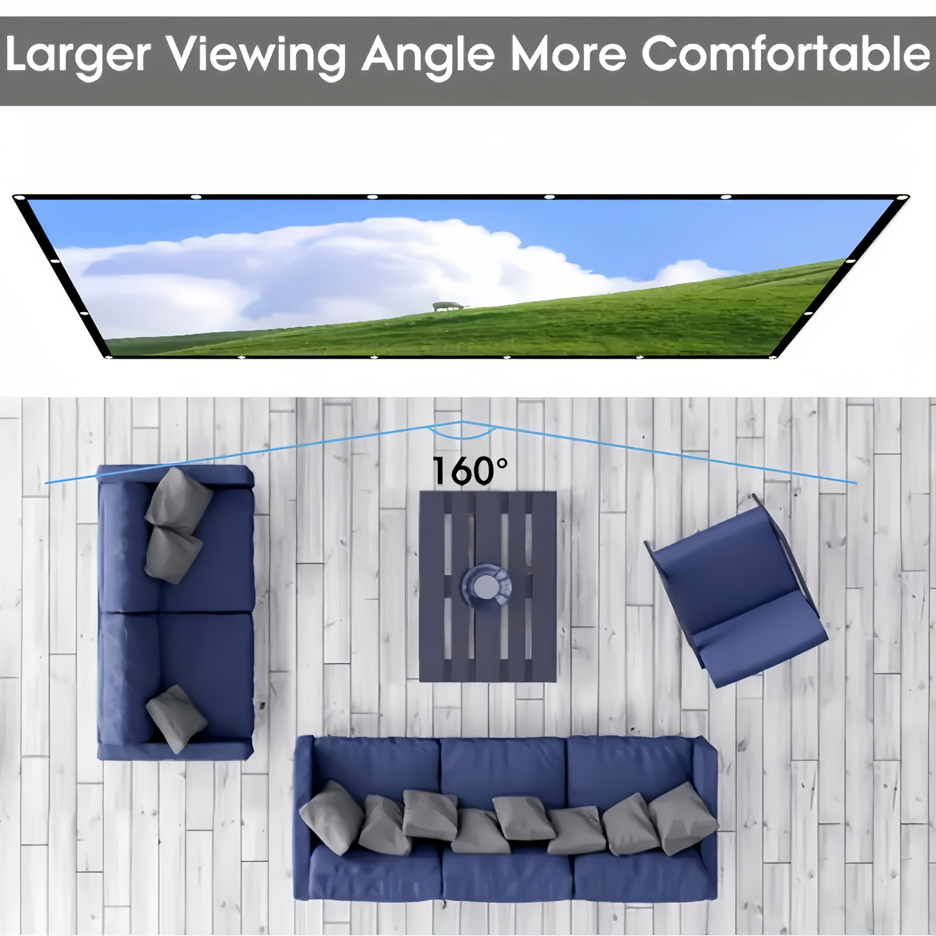 Portable Projector Screen 4K HD 72 100 120 Inch 16:9 Foldable Wrinkle-Free Outdoor Indoor Movie Screen 160° Wide View Dual-Sided for Home Theater Camping Party Presentations
