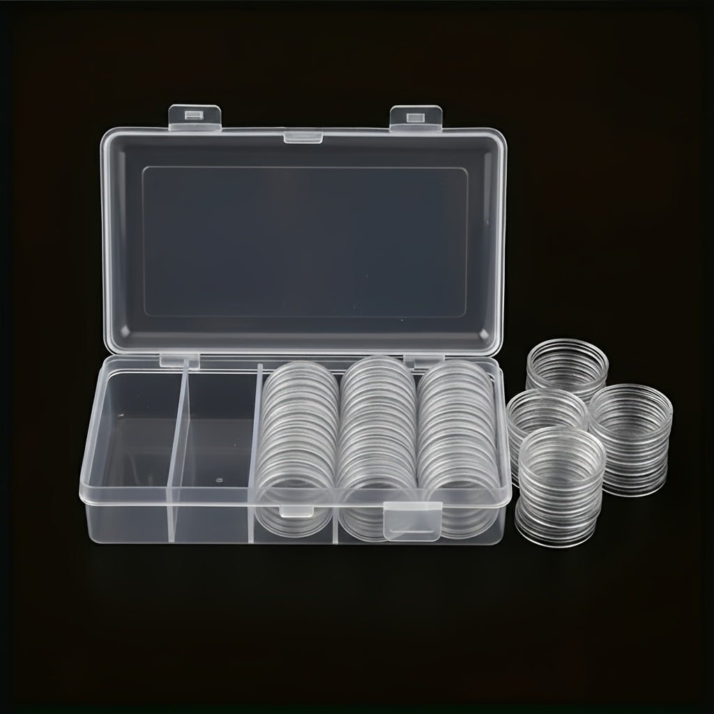 Clear Coin Capsules Transparent Storage Boxes with Secure Snap Lid 100 300 Pack Bulk Coin Holder Organizer for Coins Tokens Medals Gemstones Small Collectibles Hobby Items