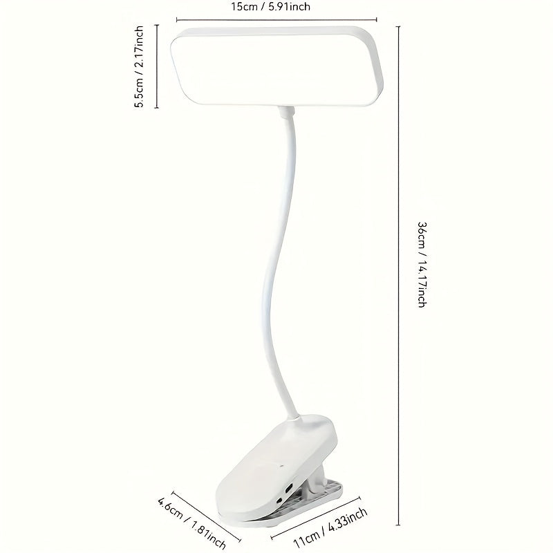 Adjustable LED Gooseneck Desk Lamp Touch Control Dimmable Color Temperature USB 18650 Rechargeable Battery Sunshade Indoor Task Light White
