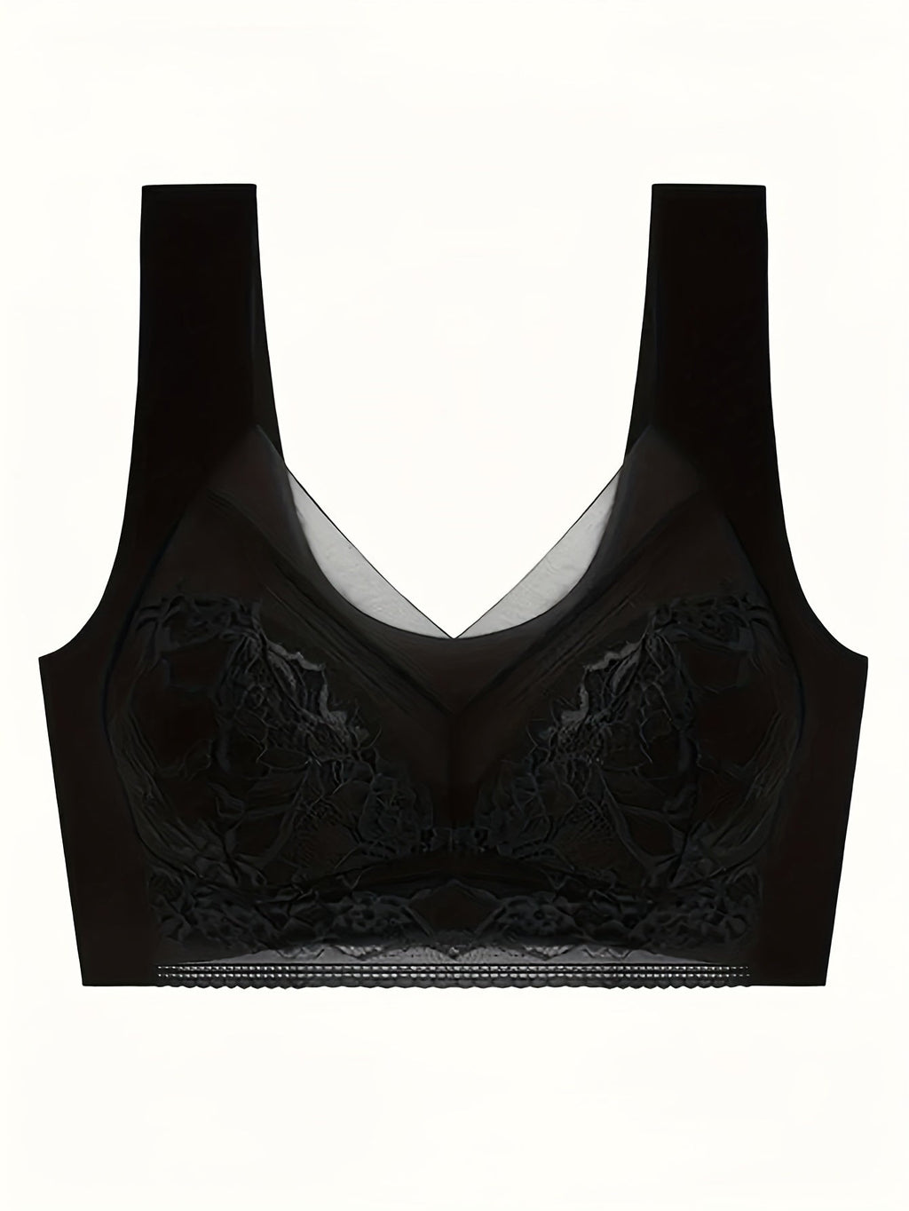 4 Pack Lace Ice Silk Bra Vest for Women – Wire-Free Gathered Support Traceless Seamless Camisole Bra with Beautiful Back Design, Breathable Thin Underwear S-XXL, 2 Multicolor Sets