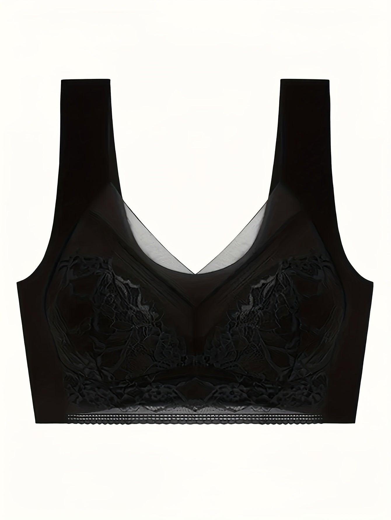 4 Pack Lace Ice Silk Bra Vest for Women – Wire-Free Gathered Support Traceless Seamless Camisole Bra with Beautiful Back Design, Breathable Thin Underwear S-XXL, 2 Multicolor Sets