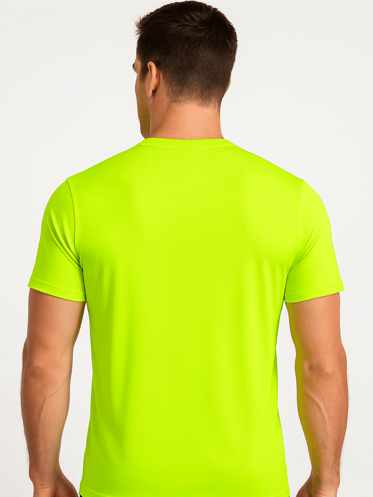 Men's UPF 50+ Safety Work Shirts 5 Pack Quick Dry Breathable Performance Tees – Fluorescent Yellow High Visibility for Outdoor Construction Landscaping Jobs, S-XXXL, Gift for Dad
