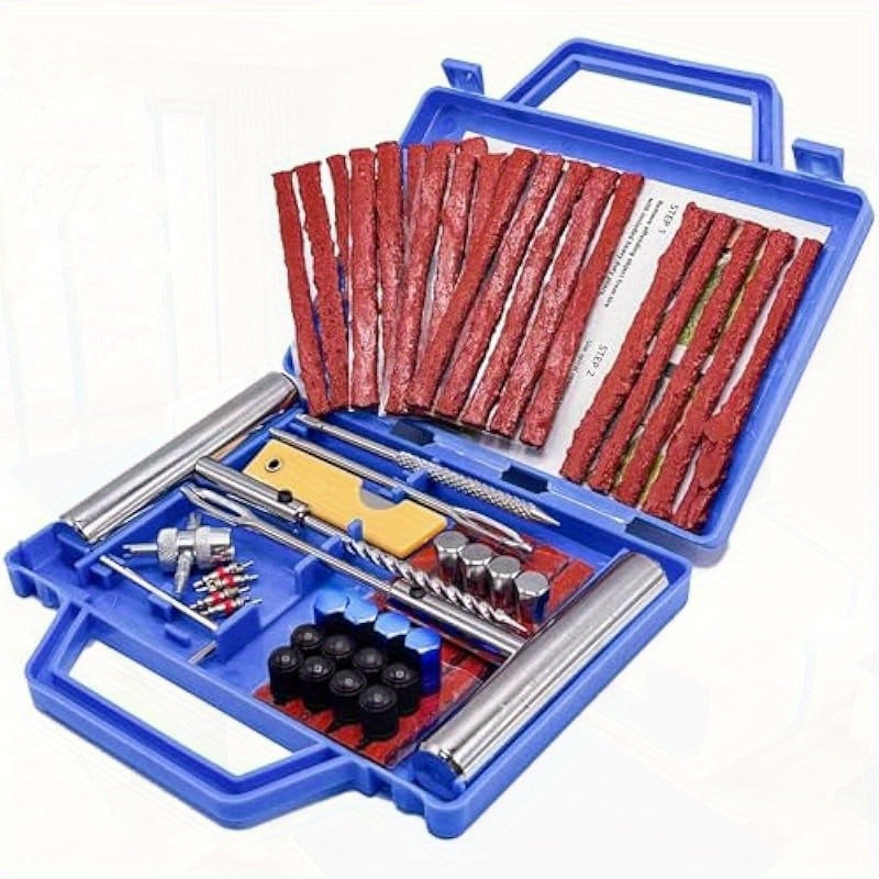 Tire Repair Tool Kit 47 58 104 116 Piece Industrial Grade Tubeless Flat Tire Fix No Battery Manual Hand Tools for Cars Motorcycles Trucks Tractors Trailers ATVs Optional Storage Bag & Gloves | Nova Mart